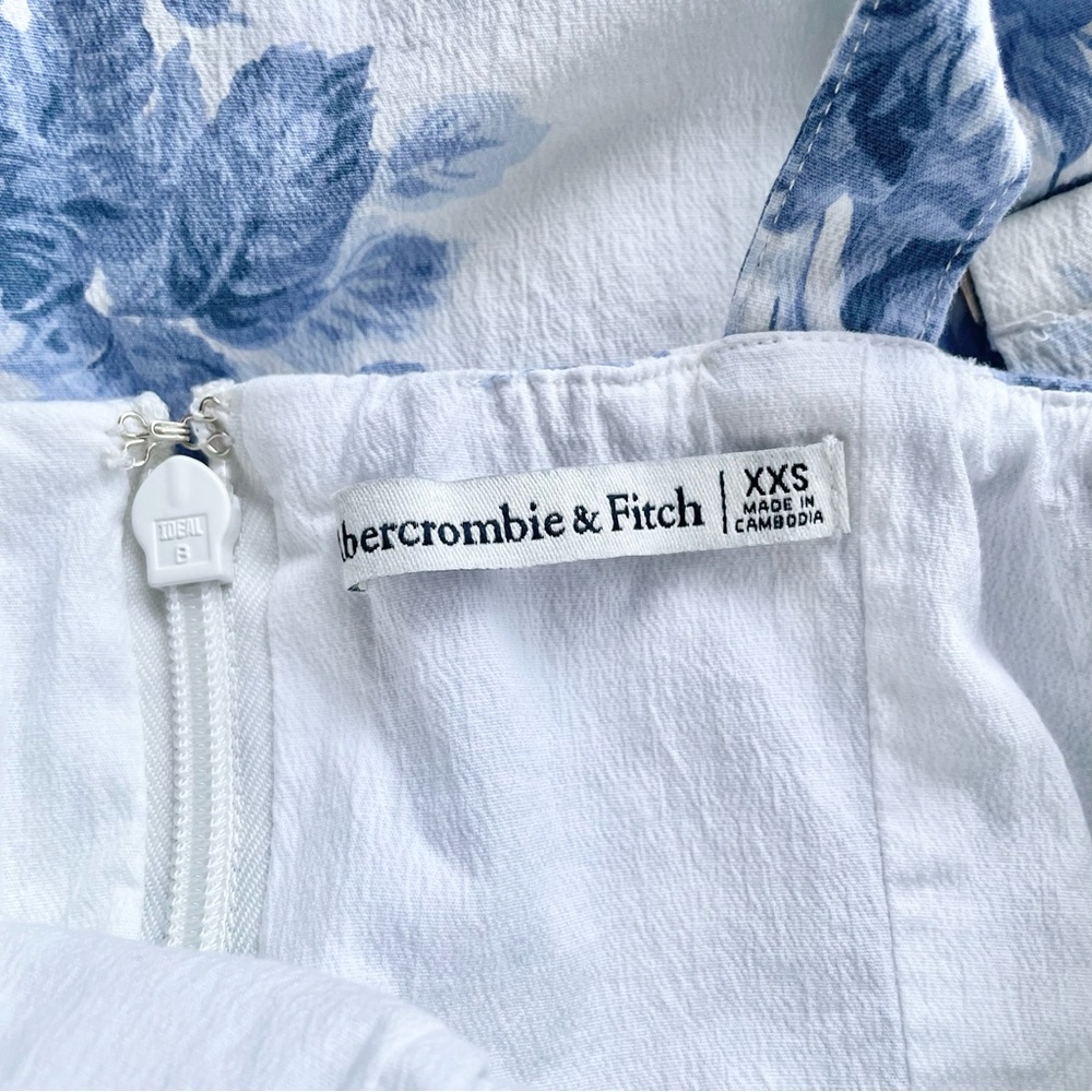 Abercrombie & Fitch Stretch A-Line Mini Dress Floral Blue and White Dress xxs - Picture 4 of 6